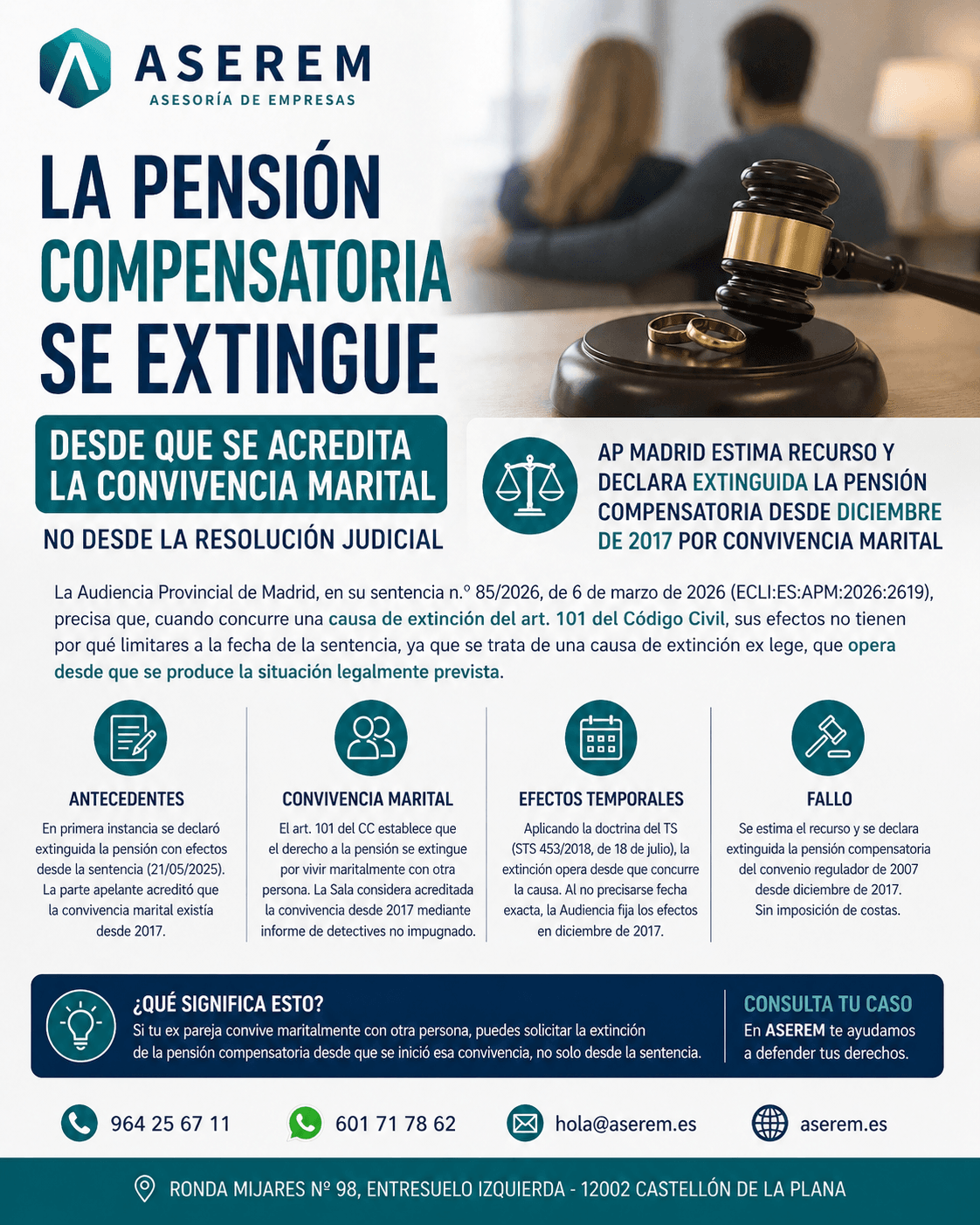 La extinción retroactiva de la pensión compensatoria por convivencia marital